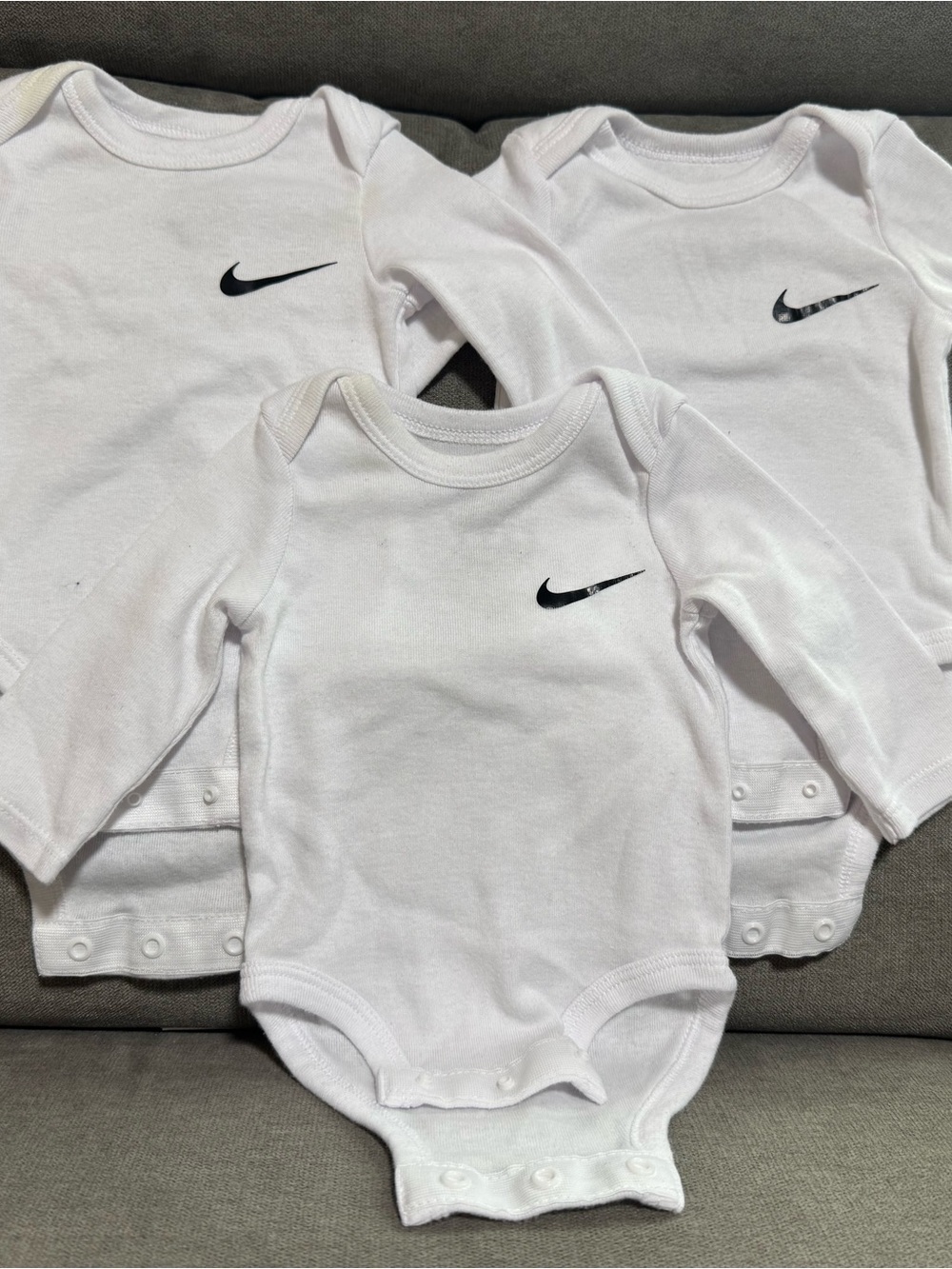 Nike White Long-Sleeve Baby Bodysuit Set  (3-Pack)